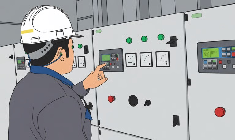 técnico leyendo panel comap